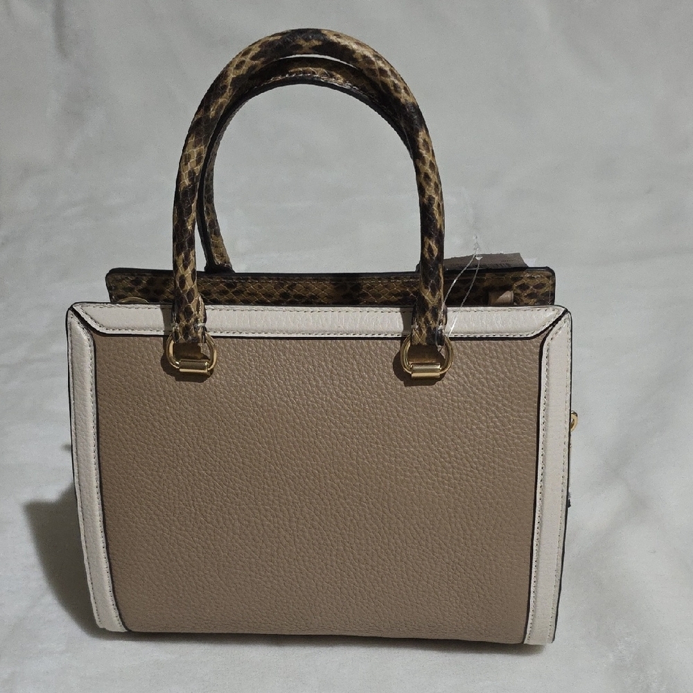 Coach Cream and Brown Satchel‎ with Animal Print Accents - Picture 2 of 9